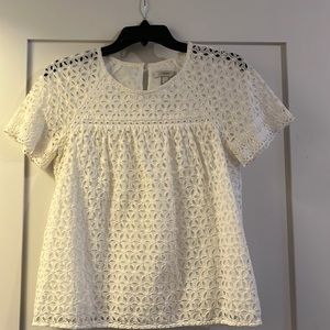 white eyelet J Crew blouse